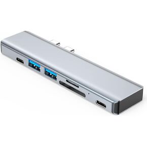 axGear Dual USB-C HUB Adapter Type C to USB3.0 SD Card Reader HDMI 4K HD PD Converter