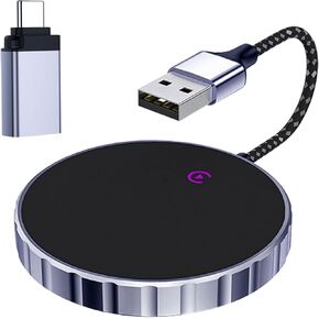 محول CarPlay اللاسلكي، دونجل التوصيل والتشغيل يتحول سلكيًا إلى لاسلكي للسيارات من 2015 وiPhone iOS 10+، دائري، أسود in Kuwait