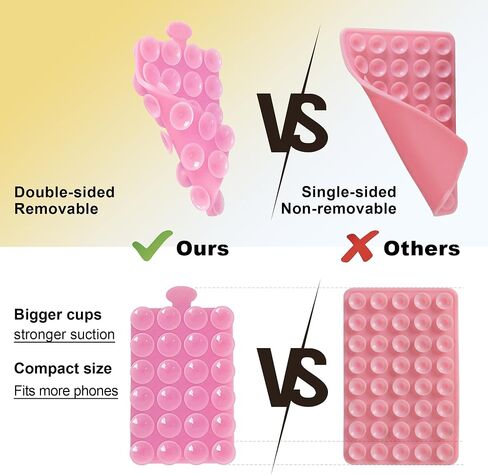 Double-Sided Silicone Suction Cup Phone Mount, Hands-Free Holder for Selfies and Videos, Strong Grip for iPhone and Android, Portable Stand for Smooth Surfaces (Crystal Pink) in Saudi Arabia