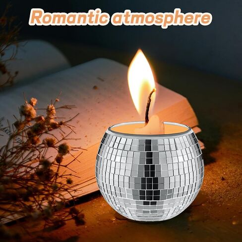 quaocens 6 قطع ديسكو الكرة الفضة حاملي الشموع نذري، زجاج مرآة شمعة حامل ديسكو الكرة شمعة حامل ديسكو الكرة شمعة زهرية يمكن استخدامها لحفل الزفاف، طاولة الطعام، حزب ديسكو الكرة الديكور in Saudi Arabia