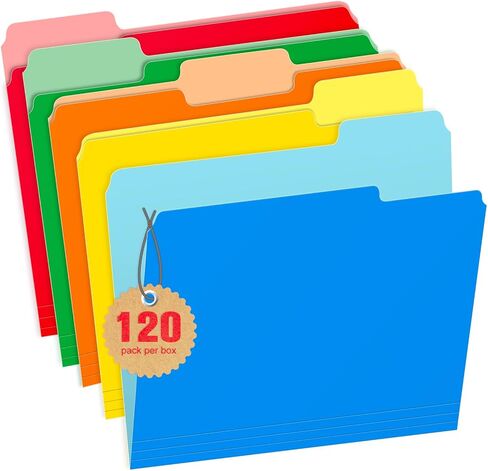 مجلدات ملفات Gloween، 15 حزمة من مجلدات الملفات ذات اللونين بحجم الحروف، مجلدات ألوان متنوعة لتنظيم المستندات - علامات تبويب 1/3 قطع، 5 ألوان in Kuwait