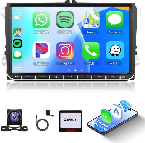 2+64G لسيارة VW Passat Jetta Seat Golf Skoda Polo Tiguan Beetle Android13 ستيريو سيارة 7 بوصة راديو مزدوج Din لاسلكي CarPlay Android Auto Bluetooth GPS WiFi FM كاميرا احتياطية MIC in Saudi Arabia