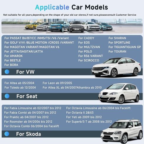 2+64G لسيارة VW Passat Jetta Seat Golf Skoda Polo Tiguan Beetle Android13 ستيريو سيارة 7 بوصة راديو مزدوج Din لاسلكي CarPlay Android Auto Bluetooth GPS WiFi FM كاميرا احتياطية MIC in Saudi Arabia