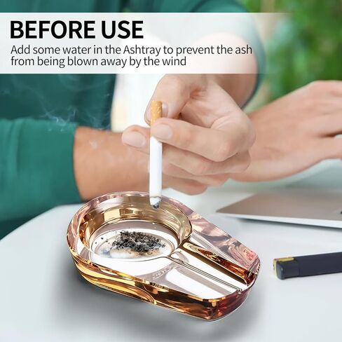 منفضة سجائر من الزجاج الكريستالي، منفضة سجائر سيجار؛ منفضة سجائر منزلية، منفضة سجائر خارجية؛ منفضة سجائر هدية لتزيين المنزل (أبيض) in Kuwait