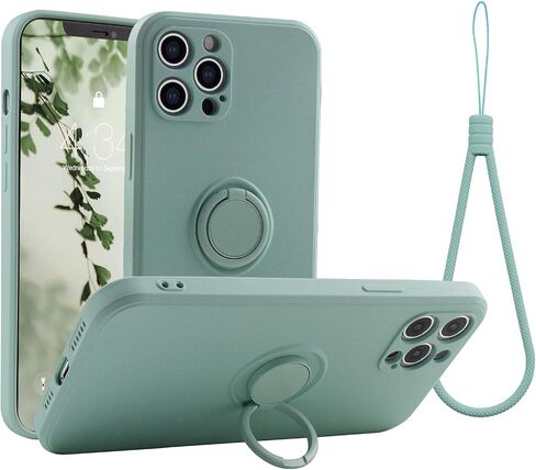 ABITKU Stand Case Compatible with iPhone 12 Pro, 360°Ring Holder (Support Magnetic Kickstand Car Mount) Microfiber Cloth Shockproof Protective for iPhone 12 Pro 6.1 inch (Mint) in Saudi Arabia