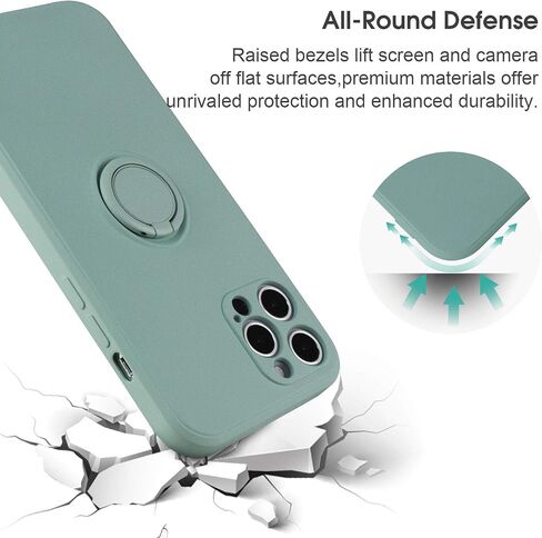 ABITKU Stand Case Compatible with iPhone 12 Pro, 360°Ring Holder (Support Magnetic Kickstand Car Mount) Microfiber Cloth Shockproof Protective for iPhone 12 Pro 6.1 inch (Mint) in Saudi Arabia