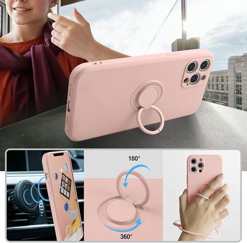 ABITKU Stand Case Compatible with iPhone 12 Pro, 360°Ring Holder (Support Magnetic Kickstand Car Mount) Microfiber Cloth Shockproof Protective for iPhone 12 Pro 6.1 inch (Mint) in Saudi Arabia