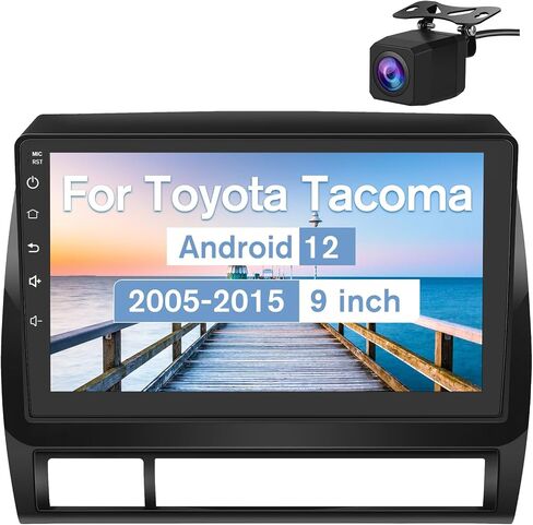 راديو السيارة لتويوتا تاكوما 2005-2015 المدمج في Carplay Android Auto، 9 بوصة Android 12 وحدة رأس ستيريو للسيارة 2G RAM 32GROM مع DSP WiFi GPS Navigation Bluetooth عجلة القيادة كاميرا خلفية مجانية in Saudi Arabia