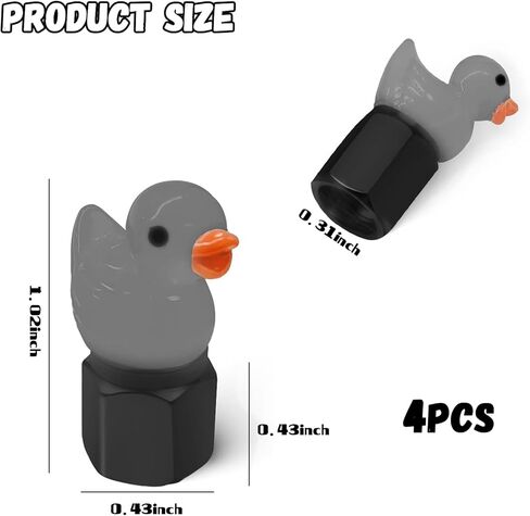 4 قطعة غطاء ساق صمام الإطارات لطيف بطة الإطارات صمام قبعات توهج مثيرة للاهتمام وعملية زخرفة الإطارات، عالمية للسيارات والدراجات النارية والشاحنات والدراجات US209. (أبيض) in Kuwait