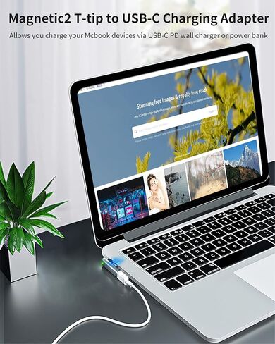 Magnetic T-Tip USB C Adapter Compatible with Magnetic 2 MacBook Pro Air, Type-C PD Power Fast Charging Adapter Replacement for MacBook Power Supply,MacBook Pro Works with 100W in Saudi Arabia