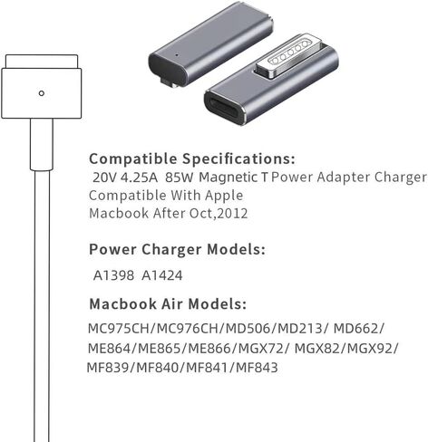 Magnetic T-Tip USB C Adapter Compatible with Magnetic 2 MacBook Pro Air, Type-C PD Power Fast Charging Adapter Replacement for MacBook Power Supply,MacBook Pro Works with 100W in Saudi Arabia