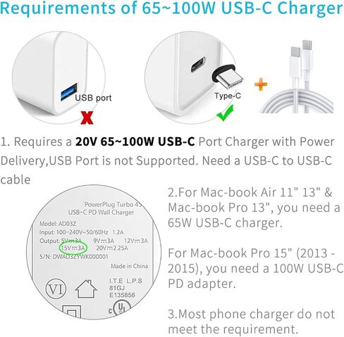 Magnetic T-Tip USB C Adapter Compatible with Magnetic 2 MacBook Pro Air, Type-C PD Power Fast Charging Adapter Replacement for MacBook Power Supply,MacBook Pro Works with 100W in Saudi Arabia