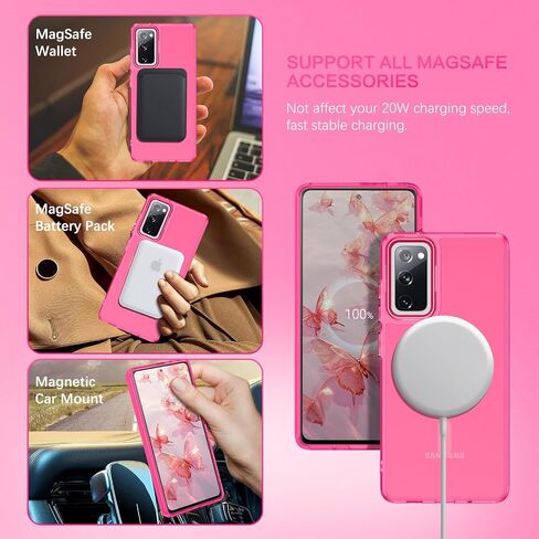 حافظة DUEDUE لهاتف Samsung Galaxy S20 FE مغناطيسية [متوافقة مع Magsafe]، غطاء حماية كامل للجسم بظهر شفاف غير لامع مضاد للخدش وصدمات لهاتف Samsung S20 FE 4G/5G، أسود in Saudi Arabia