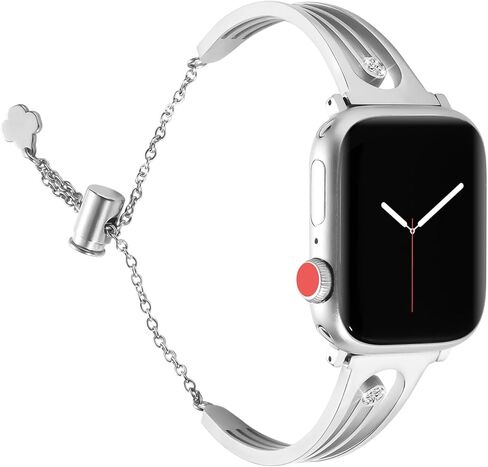 أحزمة من الفولاذ المقاوم للصدأ متوافقة مع ساعة Apple 41 مم/40 مم/38 مم 45 مم/44 مم/42 مم سلسلة iwatch 9/8/7/6/SE/5/4/3/2/1، سوار معصم نسائي أنيق، فضي أسود وذهبي وردي in Kuwait