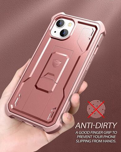 Dexnor for iPhone 14 Case for iPhone 13 Case 6.1 inch, [Built in Screen Protector and Kickstand] Heavy Duty Military Grade Protection Shockproof Protective Cover for iPhone 13/iPhone 14, Black in Saudi Arabia