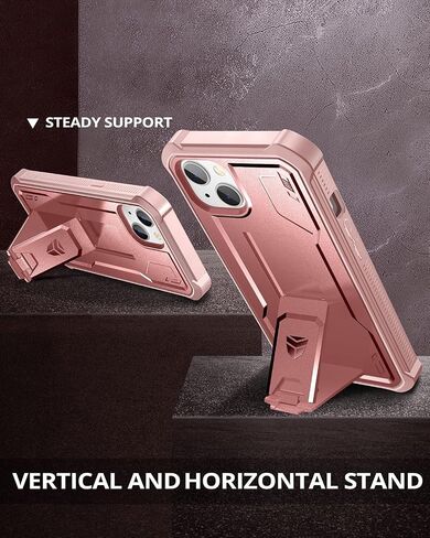 Dexnor for iPhone 14 Case for iPhone 13 Case 6.1 inch, [Built in Screen Protector and Kickstand] Heavy Duty Military Grade Protection Shockproof Protective Cover for iPhone 13/iPhone 14, Black in Saudi Arabia