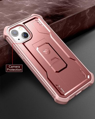 Dexnor for iPhone 14 Case for iPhone 13 Case 6.1 inch, [Built in Screen Protector and Kickstand] Heavy Duty Military Grade Protection Shockproof Protective Cover for iPhone 13/iPhone 14, Black in Saudi Arabia
