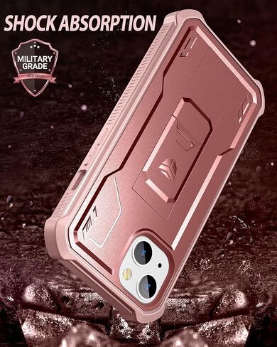 Dexnor for iPhone 14 Case for iPhone 13 Case 6.1 inch, [Built in Screen Protector and Kickstand] Heavy Duty Military Grade Protection Shockproof Protective Cover for iPhone 13/iPhone 14, Black in Saudi Arabia