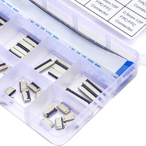 Flexible Flat Ribbon Cable Connectors Assortment Kit, 0.5mm A Type FFC FPC Connector Flat Cable Socket 4P 6P 8P 10P 12P 14P 16P 20P 30P 40P with Length of 150mm Cable (TC-0.5mm-A) in Kuwait