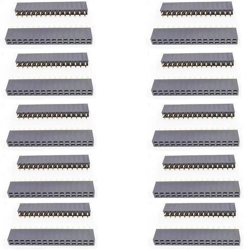 2.54mm 2 x 20Pin Female Socket Pin Header 20P Straight Dual Row Header Kit PCB Female Header Pin Header Connector, Pack of 30 in Saudi Arabia