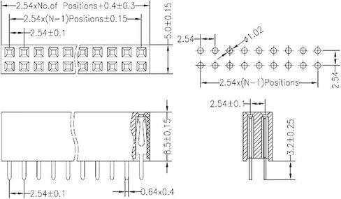 2.54mm 2 x 20Pin Female Socket Pin Header 20P Straight Dual Row Header Kit PCB Female Header Pin Header Connector, Pack of 30 in Saudi Arabia