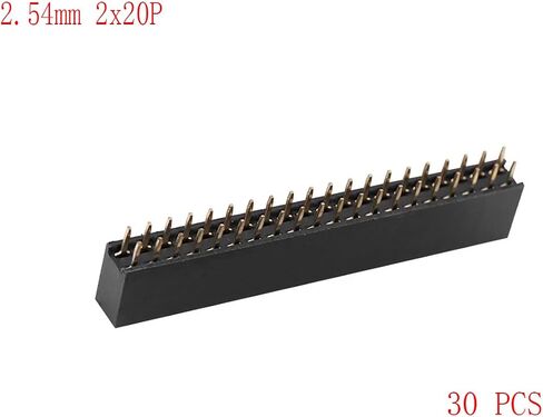 2.54mm 2 x 20Pin Female Socket Pin Header 20P Straight Dual Row Header Kit PCB Female Header Pin Header Connector, Pack of 30 in Saudi Arabia