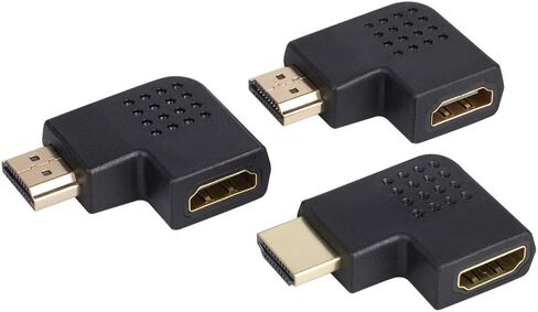 YuCool 9 حزمة محول HDMI بزاوية، 90 و270 درجة عمودي مسطح يسار ويمين 90 درجة ذكر إلى أنثى محول HDMI موسع ومحول أنثى إلى أنثى - مطلي بالذهب in Kuwait