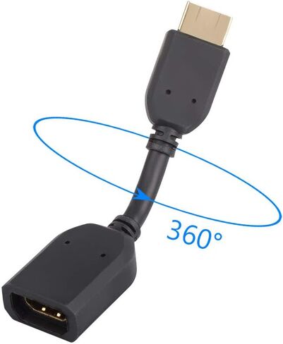 YuCool 9 حزمة محول HDMI بزاوية، 90 و270 درجة عمودي مسطح يسار ويمين 90 درجة ذكر إلى أنثى محول HDMI موسع ومحول أنثى إلى أنثى - مطلي بالذهب in Kuwait