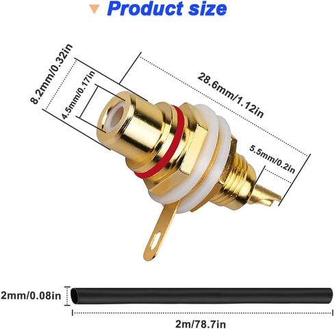 محول تركيب لوحة هيكل موصل مقبس أنثى RCA، مقبس طرفية صوت RCA مطلي بالذهب لمكبر الصوت، والتليفزيون، وأقراص DVD، والكمبيوتر، ومكبر الصوت، مع أنبوب حرارة 1 متر (20 حزمة) in Saudi Arabia