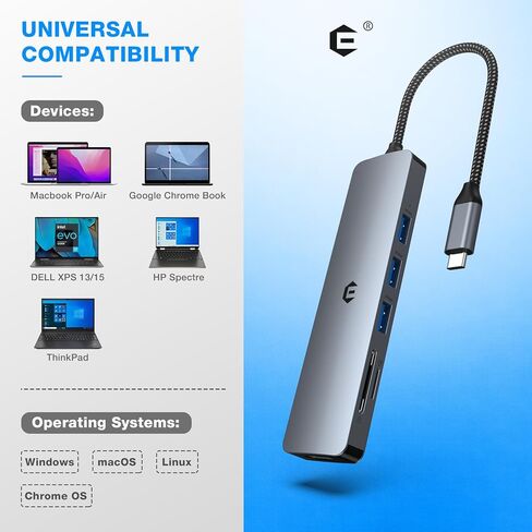 6 in 1 USB C Hub, USB C to USB Adapter, USB C Multiport Dongle with 4K HDMI, 3 x USB 3.0, SD/TF Card Slot Enhance Your New Mac Pro/Mac Air and Other Type C Devices in Saudi Arabia