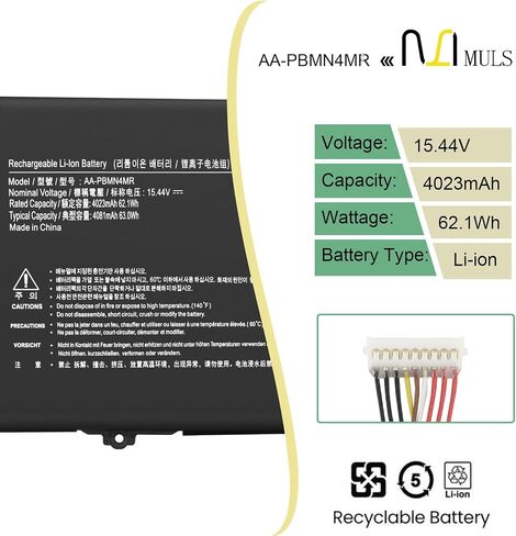 MULS AA-PBMN4MR Laptop Battery Replacement for Samsung Galaxy Book Pro 360 13 NP930XDB NP930QED NP930XDB-KD NP930XDB-KF NP930XDB-KH NP930XED Book2 Pro NP930XED Book3 Pro NP940XFG BA43-00397 in Saudi Arabia