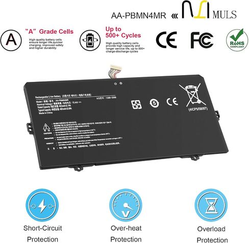MULS AA-PBMN4MR Laptop Battery Replacement for Samsung Galaxy Book Pro 360 13 NP930XDB NP930QED NP930XDB-KD NP930XDB-KF NP930XDB-KH NP930XED Book2 Pro NP930XED Book3 Pro NP940XFG BA43-00397 in Saudi Arabia