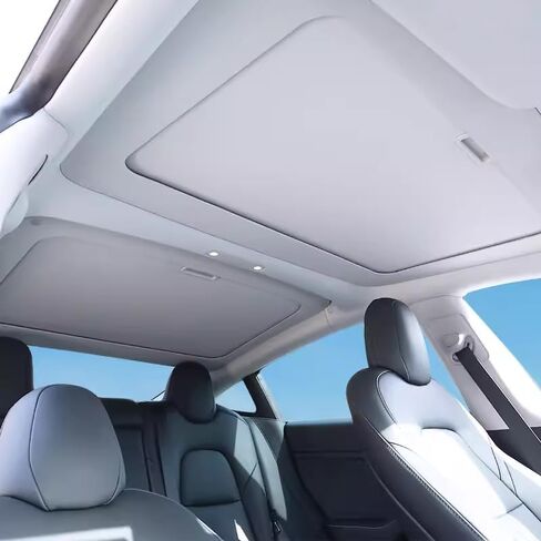 Upgraded Sunshade for Tesla Model 3/Y Windshield, Reinforced Metal Frame Advanced UV Protection Fabric, Full-Size Foldable Front Sun Shade, Professional Accessories to Protect Interier & Keep Cooling in Saudi Arabia