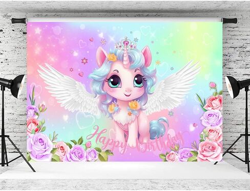 LTLYH 5x3ft Unicorn Birthday Banner Backdrop Unicorn Birthday Background Unicorn Birthday Photo Background Unicorn Cake Table Banner Supplies Studio Props 276 in Kuwait