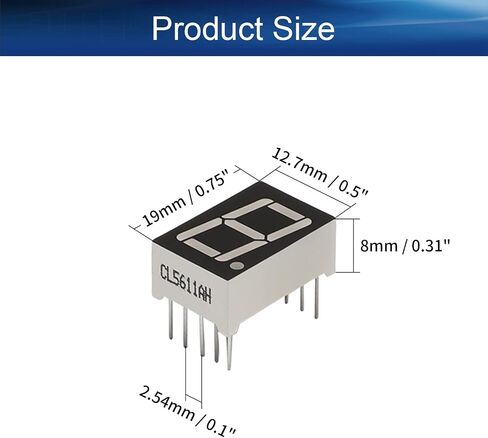 Bettomshin 10 قطع LED أنبوب رقمي كاثود مشترك 10 دبوس 1 بت 0.75 × 0.5 × 0.31 بوصة (طول × عرض × ارتفاع) 0.56 بوصة شاشة حمراء رقمية 5161AS in Saudi Arabia