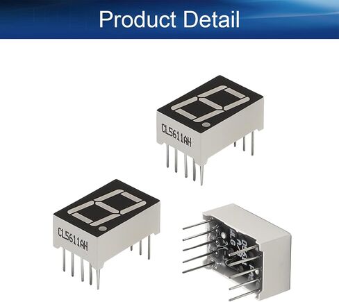 Bettomshin 10 قطع LED أنبوب رقمي كاثود مشترك 10 دبوس 1 بت 0.75 × 0.5 × 0.31 بوصة (طول × عرض × ارتفاع) 0.56 بوصة شاشة حمراء رقمية 5161AS in Saudi Arabia
