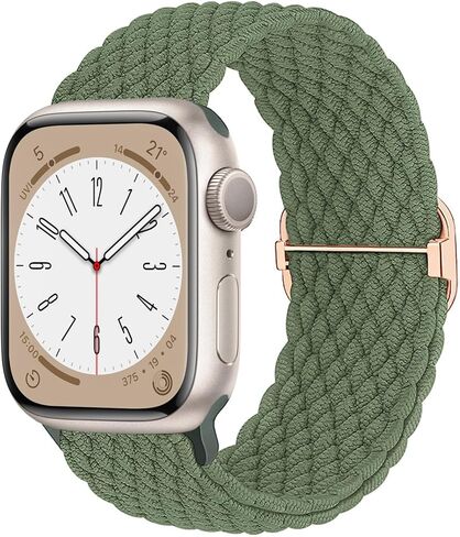 حزام حلقة منفرد مجدول قابل للتمدد متوافق مع ساعة Apple 41 مم 38 مم 40 مم 45 مم 42 مم 44 مم، حزام نايلون مرن قابل للتعديل يناسب iWatch SE 8/7/6/5/4/3، النساء والرجال in Saudi Arabia