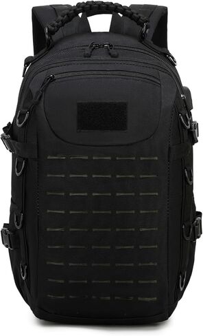 Heavy duty zipper military backpack Outdoor Tactical Backpack，Nylon canvas Knapsack，hiking camping travel Backpack， 3-day backpack，water resistant (Black) in Saudi Arabia