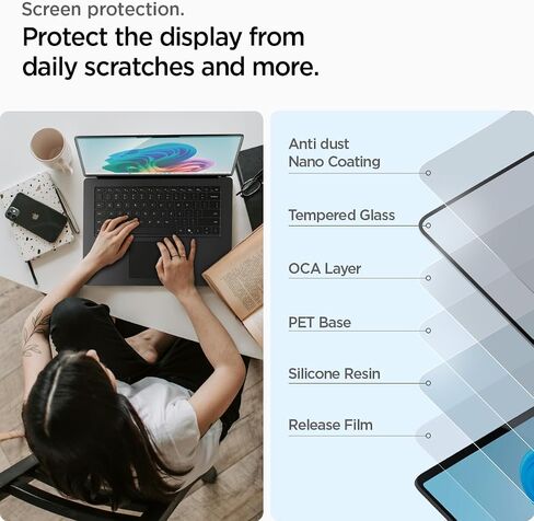 Spigen Tempered Glass Screen Protector [GlasTR Slim] Designed for New Surface Laptop 15 inch [9H Hardness] in Saudi Arabia