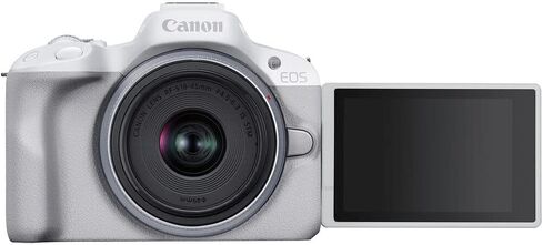 Canon EOS R50 Mirrorless Camera with 18-45mm Lens (White) (5812C012) + Rode VideoMic + 64GB Card + Filter Kit + Corel Photo Software + Bag + Charger + 2 x LPE17 Battery + Card Reader + More (Renewed) in Saudi Arabia