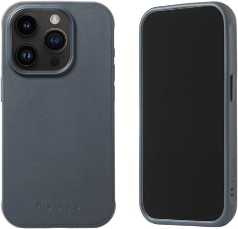 Mujjo Shield Leather Phone Case - Fits iPhone 16 Pro - Ultimate Impact Resistance - Premium European Leather Case - MagSafe Compatible - Slim Profile - Made with Recycled Materials - Steel Blue in Saudi Arabia