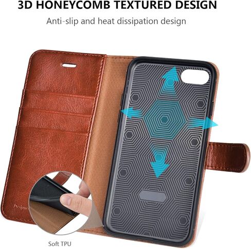 حافظة محفظة OCASE متوافقة مع iPhone SE 2022 5G، iPhone 7/8/SE 2020 [فتحة بطاقة] [مسند] [واقي شاشة] غطاء هاتف قابل للطي من جلد البولي يوريثان لهاتف iPhone 7/8/SE2/SE3 - أسود in Kuwait