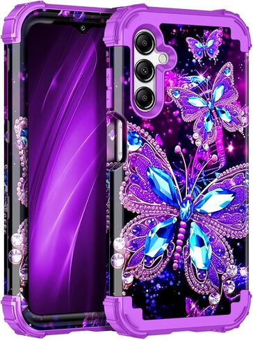 حافظة Miqala لهاتف Galaxy A15 5G، تتوهج في الظلام بثلاث طبقات شديدة التحمل مقاومة للصدمات حماية كاملة من البلاستيك الصلب + حافظة واقية من السيليكون الناعم لهاتف Samsung Galaxy A15 5G 6.5 بوصة، داكن in Saudi Arabia