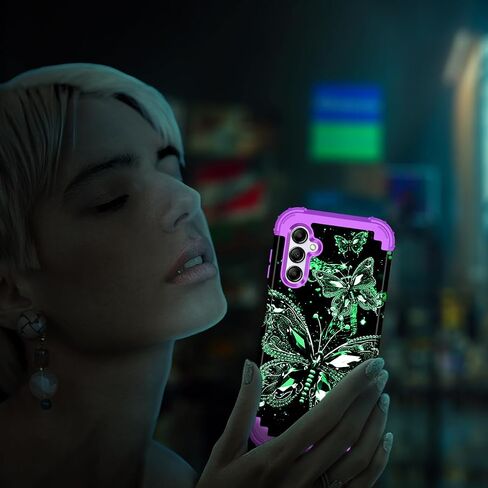 حافظة Miqala لهاتف Galaxy A15 5G، تتوهج في الظلام بثلاث طبقات شديدة التحمل مقاومة للصدمات حماية كاملة من البلاستيك الصلب + حافظة واقية من السيليكون الناعم لهاتف Samsung Galaxy A15 5G 6.5 بوصة، داكن in Saudi Arabia