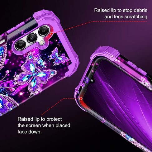 حافظة Miqala لهاتف Galaxy A15 5G، تتوهج في الظلام بثلاث طبقات شديدة التحمل مقاومة للصدمات حماية كاملة من البلاستيك الصلب + حافظة واقية من السيليكون الناعم لهاتف Samsung Galaxy A15 5G 6.5 بوصة، داكن in Saudi Arabia