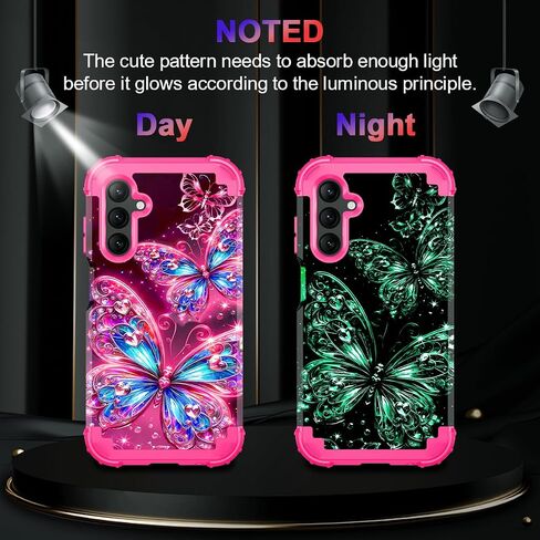 Miqala for Galaxy A16 5G Case,Glow in The Dark Three Layer Heavy Duty Shockproof Full Protection Hard Plastic Bumper+Soft Silicone Protective Case for Samsung Galaxy A16 5G 6.7 inch,Purple in Kuwait