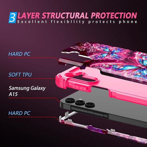 Miqala for Galaxy A16 5G Case,Glow in The Dark Three Layer Heavy Duty Shockproof Full Protection Hard Plastic Bumper+Soft Silicone Protective Case for Samsung Galaxy A16 5G 6.7 inch,Purple in Kuwait
