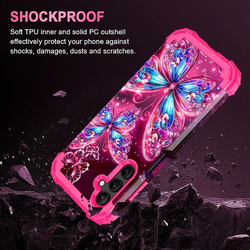 Miqala for Galaxy A16 5G Case,Glow in The Dark Three Layer Heavy Duty Shockproof Full Protection Hard Plastic Bumper+Soft Silicone Protective Case for Samsung Galaxy A16 5G 6.7 inch,Purple in Kuwait