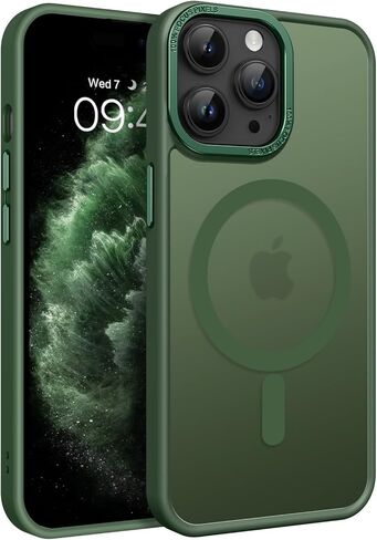 حافظة Telaso لهاتف iPhone 14 Pro Max، حافظة هاتف iPhone 14 Pro Max متوافقة مع Magsafe شفافة غير لامعة مضادة للخدش حافظة مغناطيسية واقية لهاتف iPhone 14 Pro Max للرجال، أخضر داكن in Kuwait