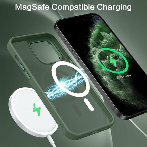 حافظة Telaso لهاتف iPhone 14 Pro Max، حافظة هاتف iPhone 14 Pro Max متوافقة مع Magsafe شفافة غير لامعة مضادة للخدش حافظة مغناطيسية واقية لهاتف iPhone 14 Pro Max للرجال، أخضر داكن in Kuwait